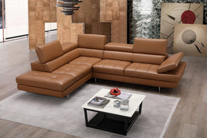 Eliza Italian Leather Sectional Caramel In Left hand Facing