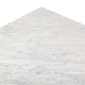 Bellamy Square Coffee Table In White Carrera Marble