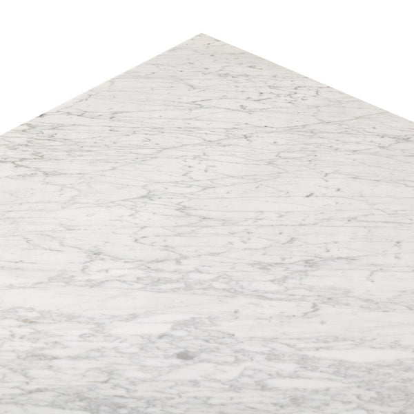 Bellamy Square Coffee Table In White Carrera Marble