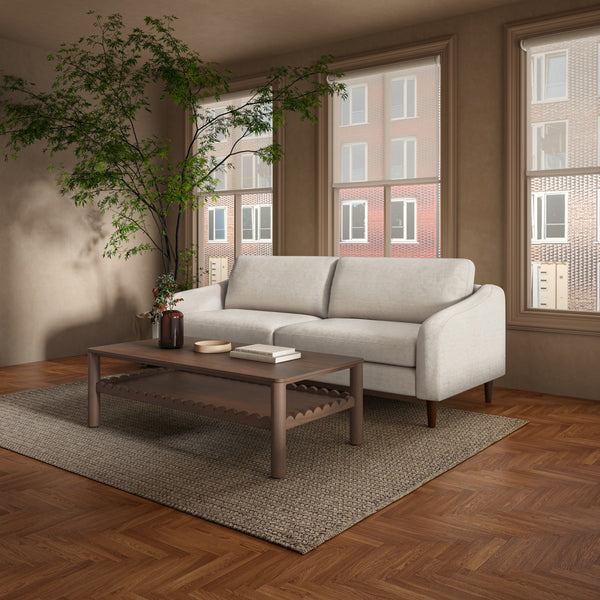 Moe's Quinn Sofa in Oatmeal with Rubberwood Legs
