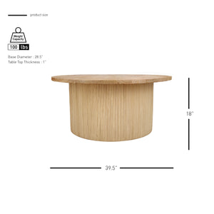 Kiefer Rattan Coffee Table w/ Wood Top, Natural