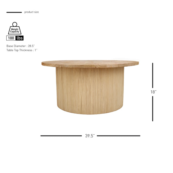 Kiefer Rattan Coffee Table w/ Wood Top, Natural