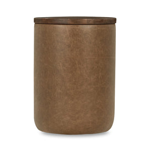 Andra Leather Round Accent Table - Sedona Brown