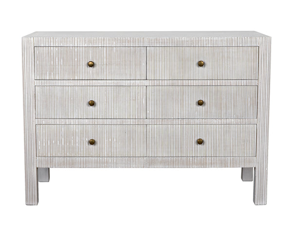 Conrad 6-Drawer Mahogany and Veneer Dresser in White Wash