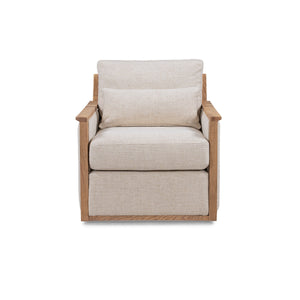 Norman Upholstered Swivel Chair in Natural Ash