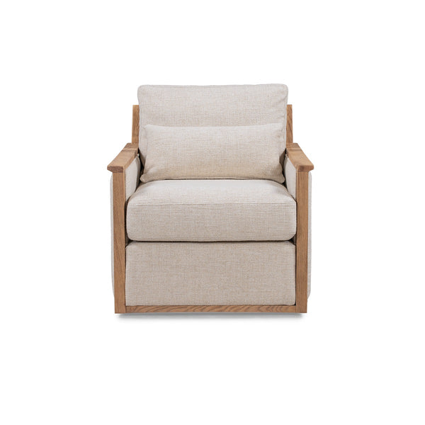 Norman Upholstered Swivel Chair in Natural Ash