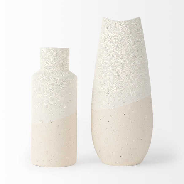 Salar 5.9L x 5.9W x 14.0H Cream Conical Crackled Ceramic Vase