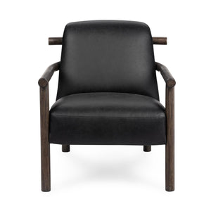 Azoria Leather Accent Chair with Wood Frame - Black