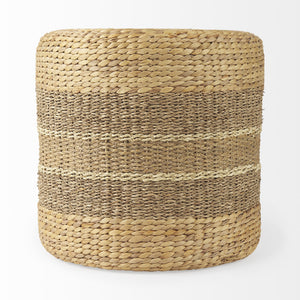 Maya 17.7L x 17.7W x 17.7H Light Brown W/Medium Brown Stripes Seagrass Round Pouf