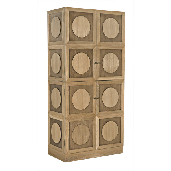 Wellington Hutch in Clear Flat White Oak with Brass Pulls