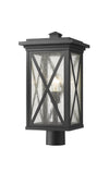 Brookside 1 Light Outdoor Post Mount Fixture in Black Finish