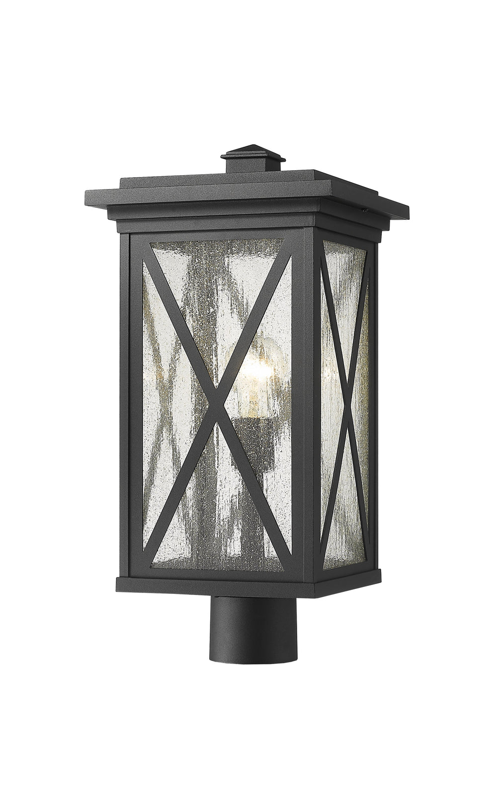 Brookside 1 Light Outdoor Post Mount Fixture in Black Finish
