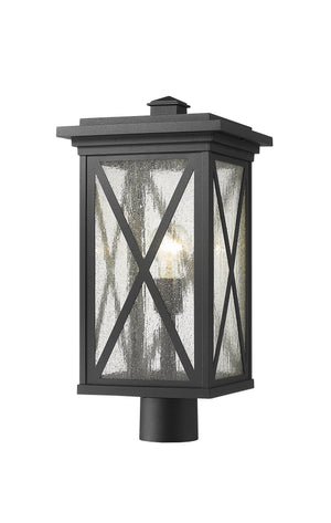 Brookside 1 Light Outdoor Post Mount Fixture in Black Finish
