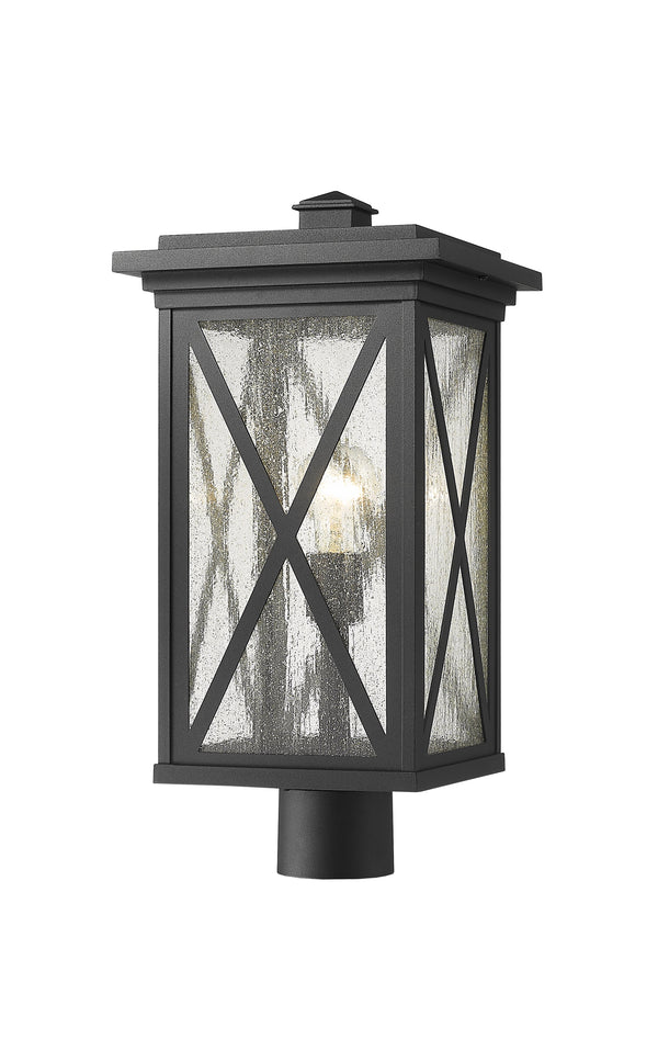 Brookside 1 Light Outdoor Post Mount Fixture in Black Finish
