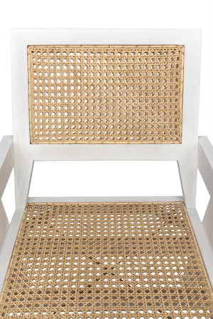 Jude Teak Chair with White Wash Finish and Caning