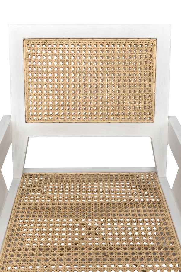 Jude Teak Chair with White Wash Finish and Caning