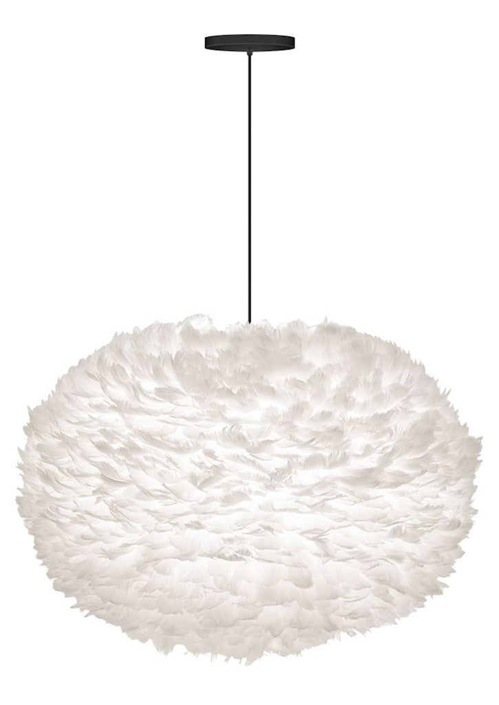 Eos XL Hardwired Pendant in White with Black Cord