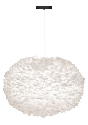 Eos XL Hardwired Pendant in White with Black Cord