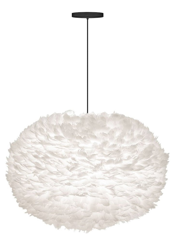 Eos XL Hardwired Pendant in White with Black Cord
