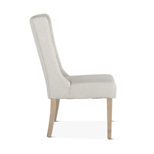 Lara Off-White Linen Dining Chair with Napoleon Legs