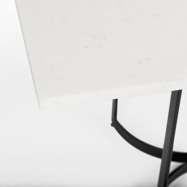 Tanner I 71L x 35W Rectangular White Marble W/ Metal Base Dining Table