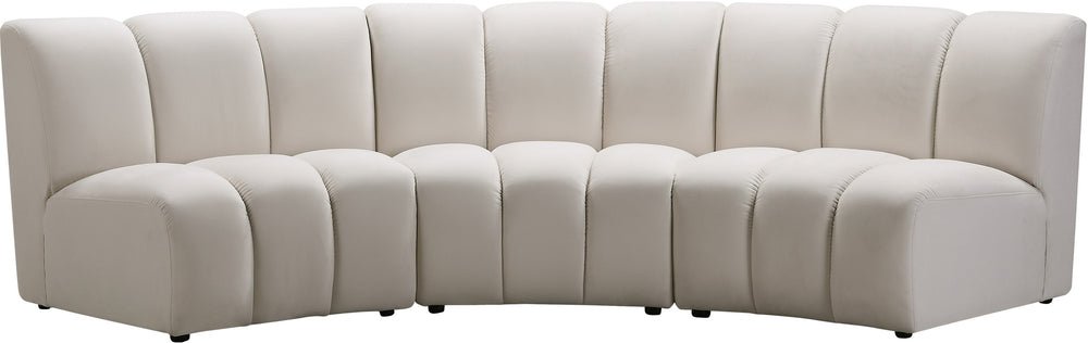 Lynda 3pc. Modular Sectional In Cream Velvet