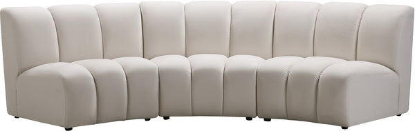 Lynda 3pc. Modular Sectional In Cream Velvet