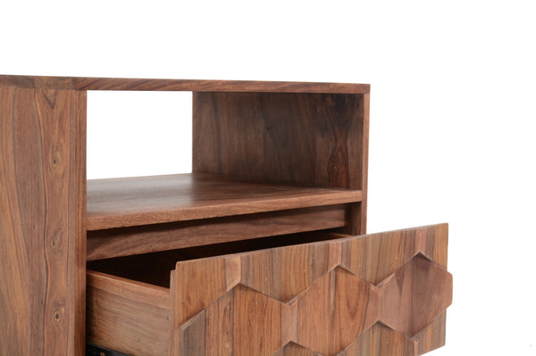 O2 Nightstand in Natural Sheesham Wood