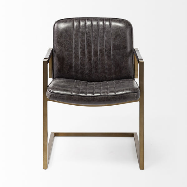Horner Black Leather Seat w/Metal Frame Dining Chair