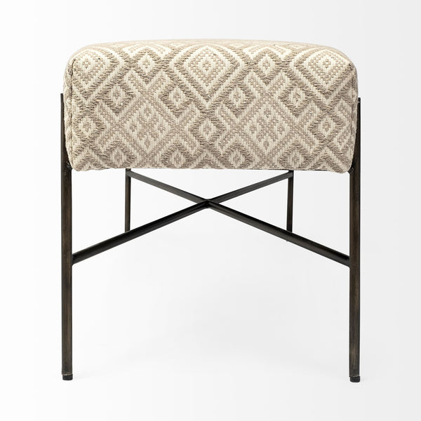 Avery II 55L x 17W Off White Upholstered Seat With Metal Base Accent Bench