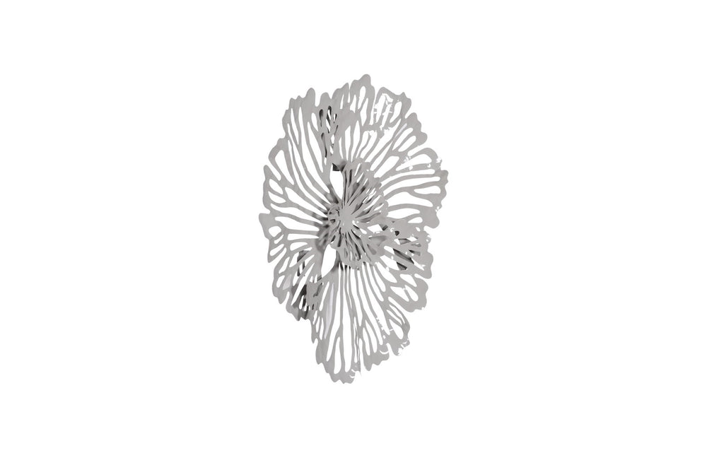 Flower Wall Art, Extra Small, Gray, Metal