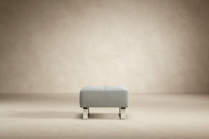 DELUXE EXCESS OTTOMAN in MELANGE LIGHT GREY FABRIC WITH Chrome legs 538