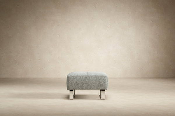DELUXE EXCESS OTTOMAN in MELANGE LIGHT GREY FABRIC WITH Chrome legs 538