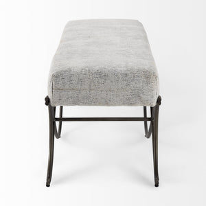 Ayla 55L x 17.6W x 18H Dark Gray Fabric Seat W/ Dark Nickel Metal Frame Bench
