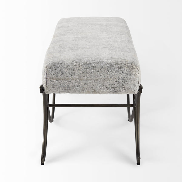 Ayla 55L x 17.6W x 18H Dark Gray Fabric Seat W/ Dark Nickel Metal Frame Bench