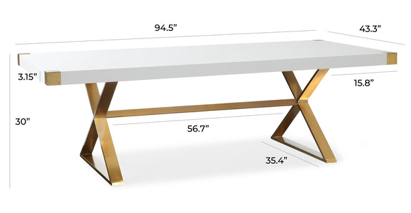 Adeline White Lacquer Dining Table