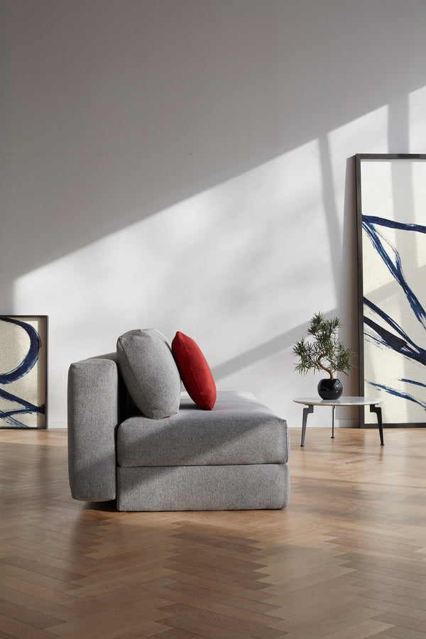 OSVALD FULL SOFABED in MELANGE GREY FABRIC WITH Black steel LEGS 538