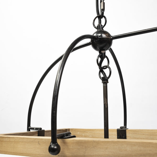 Josie (42"x14.5"x20") Natural Wood Chassis Six Light Chandelier