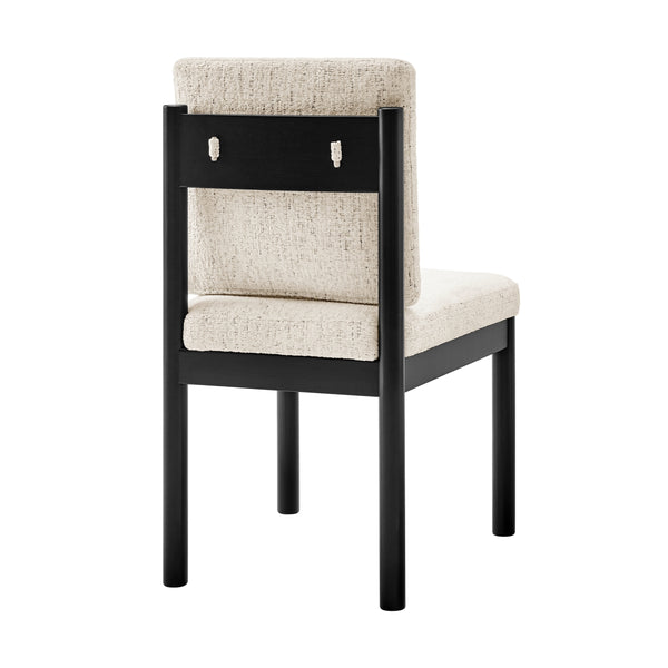 Melvin KD Chenille Dining Side Chair Black Frame, Concord Cream 