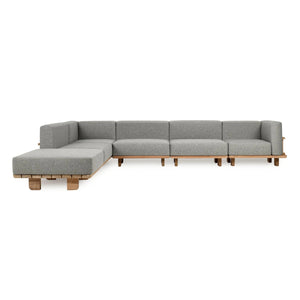 Hudson Outdoor 6pc Sectional in Natural/Gray
