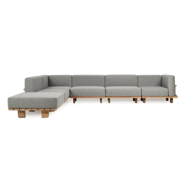 Hudson Outdoor 6pc Sectional in Natural/Gray