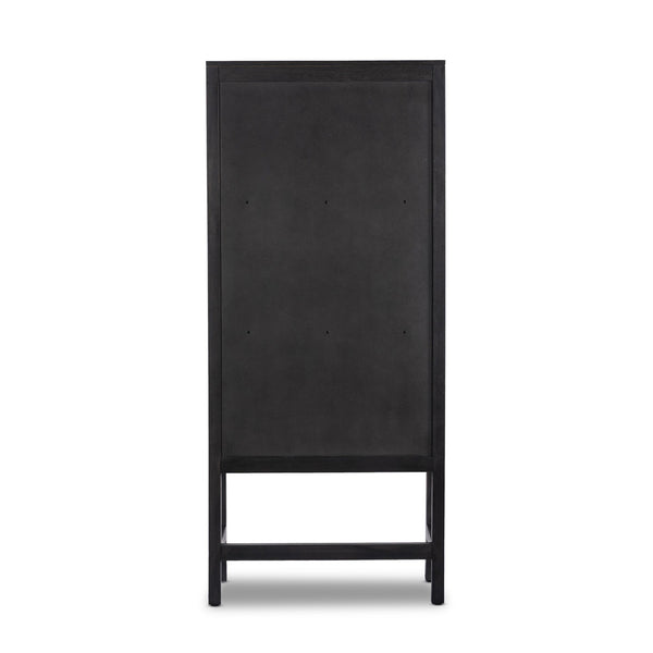 Caprice Narrow Cabinet - Black Natural Cane