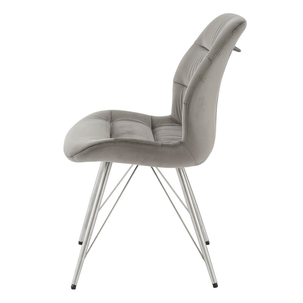 Raven Velvet Fabric Dining Side Chair In Gravel Gray (Set of 2)
