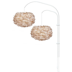 Eos Medium 2-Light Wall Lamp in Light Brown with White Wall Hanger