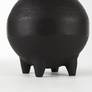 Cyrus Black Spherical Vase W/ Flute Decorative Object