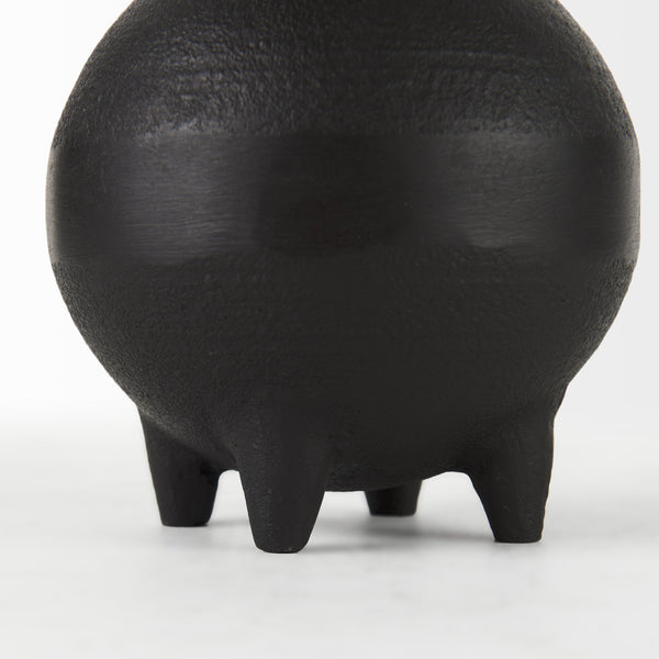 Cyrus Black Spherical Vase W/ Flute Decorative Object