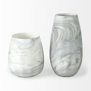 Volta II Tall White Gray Abstract Pattern Glass Vase