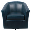 Ernest Bonded Leather Swivel Arm Chair In Vintage Blue