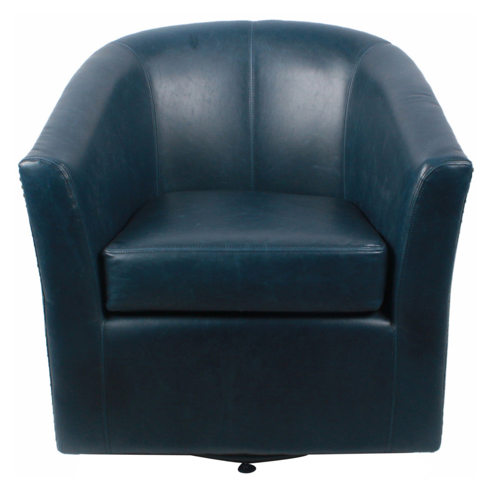 Ernest Bonded Leather Swivel Arm Chair In Vintage Blue