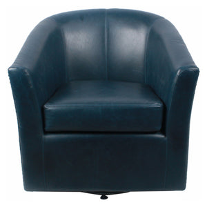 Ernest Bonded Leather Swivel Arm Chair In Vintage Blue